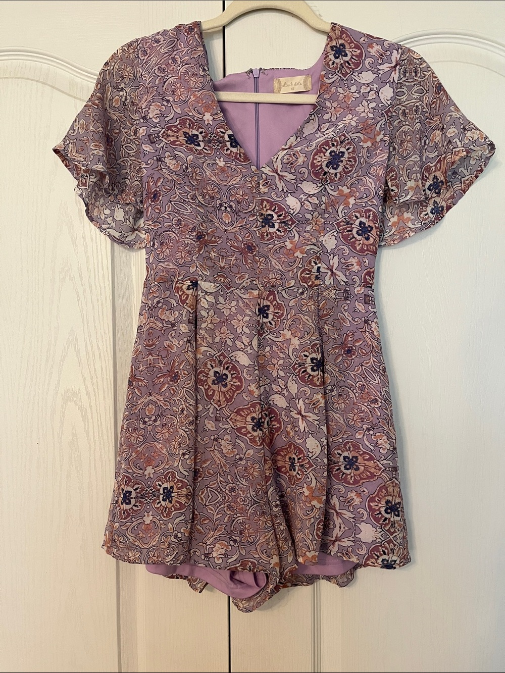 Altar'd State Lavender Floral Short Sleeve Romper Dress